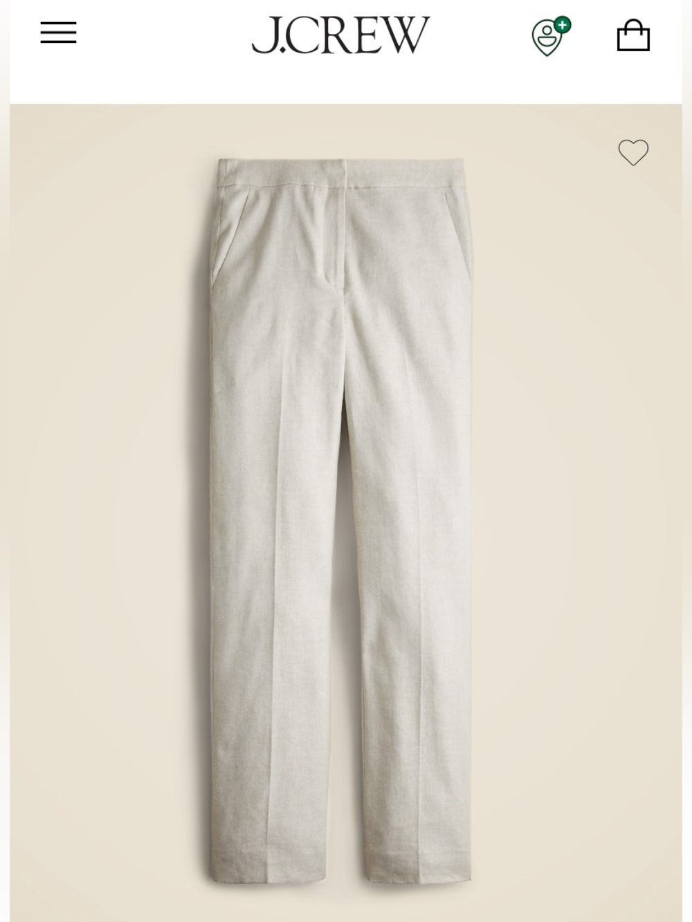 J. Crew Kate Straight-Leg Pant in Natural Linen Neutral Tailored Trouser - Picture 16 of 16
